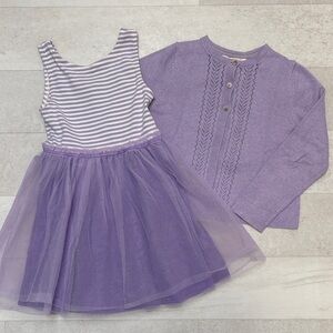 Mini Boden Purple Knit dress and cardigan